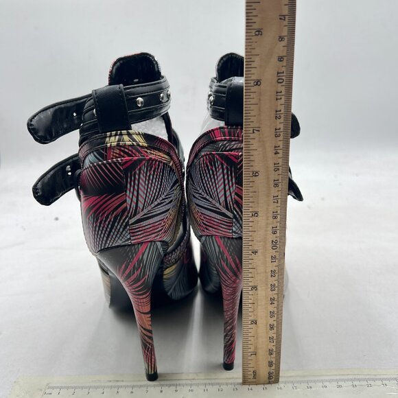 XYD Conifer Studs Peep Toe High Heel Buckled Double Straps Cutout Ankle Bootie - Picture 5 of 8